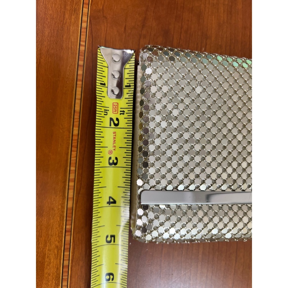 Jessica McClintock Vintage 90s Silver Metal Mesh Evening Clutch Shoulder Bag - Picture 7 of 8